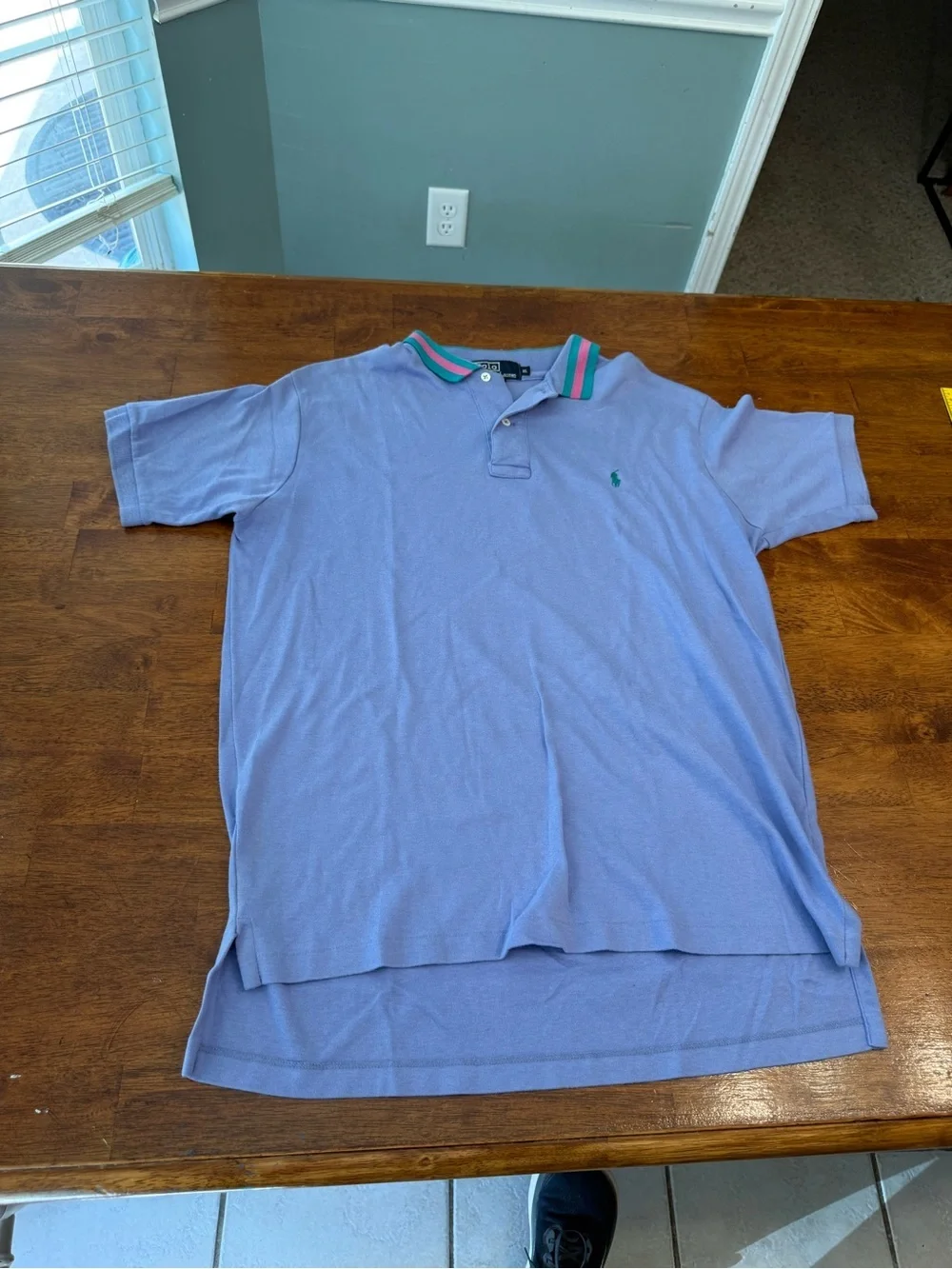 Polo Ralph Lauren Mens XL Blue Polo Shirt Tipped Striped Collar 100% cotton